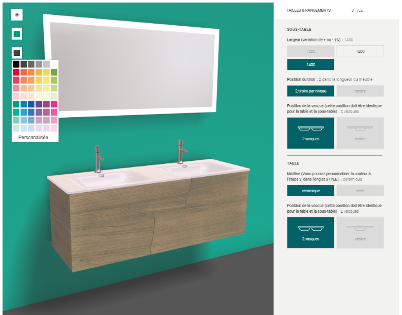 Image d'un configurateur 3D de salle de bain