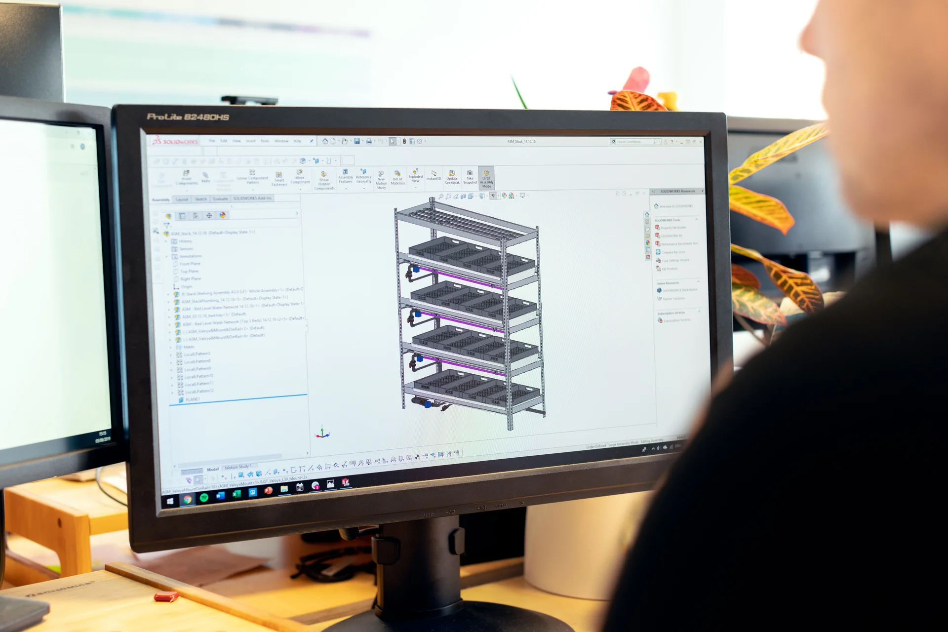 Maquette CAO ouverte dans un logiciel de conception au bureau d'études