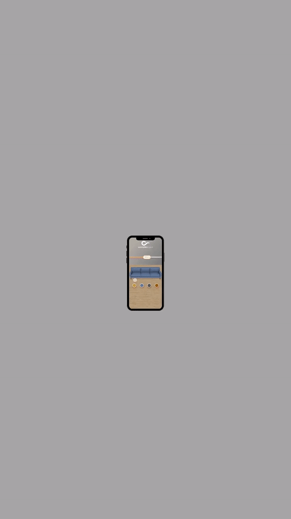 Gif d'un configurateur 3D de canapé sur téléphone portable