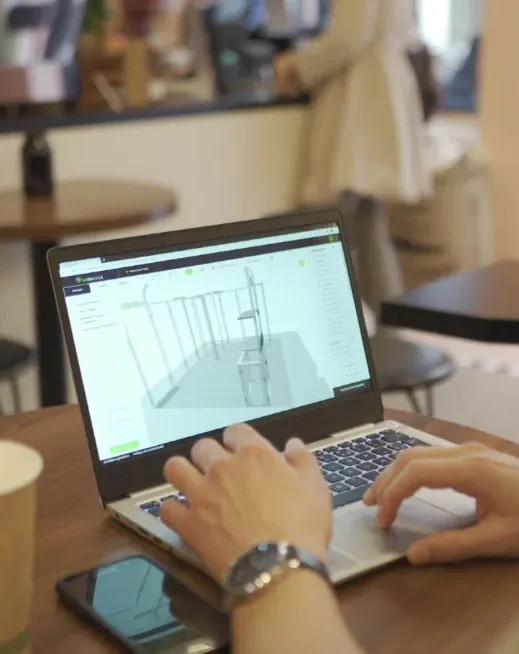 Visualisation 3D d'un espace sur laptop