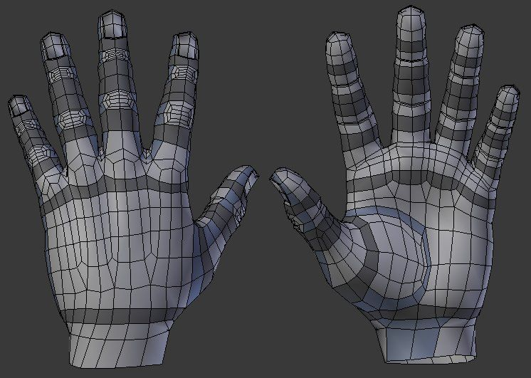 Exemple low poly des mains